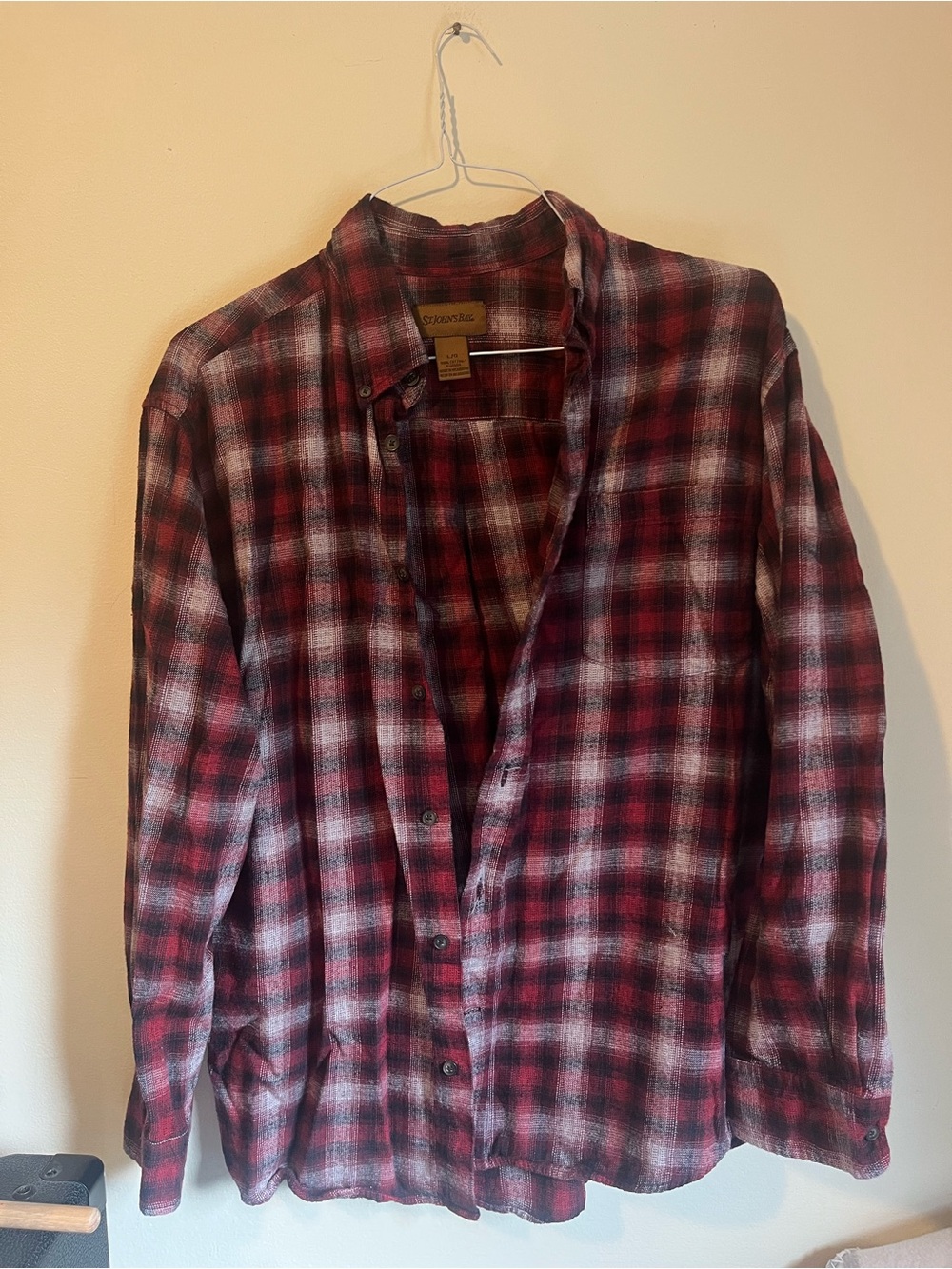 St.John’s Bay Men's Red Plaid Button-Up Flannel